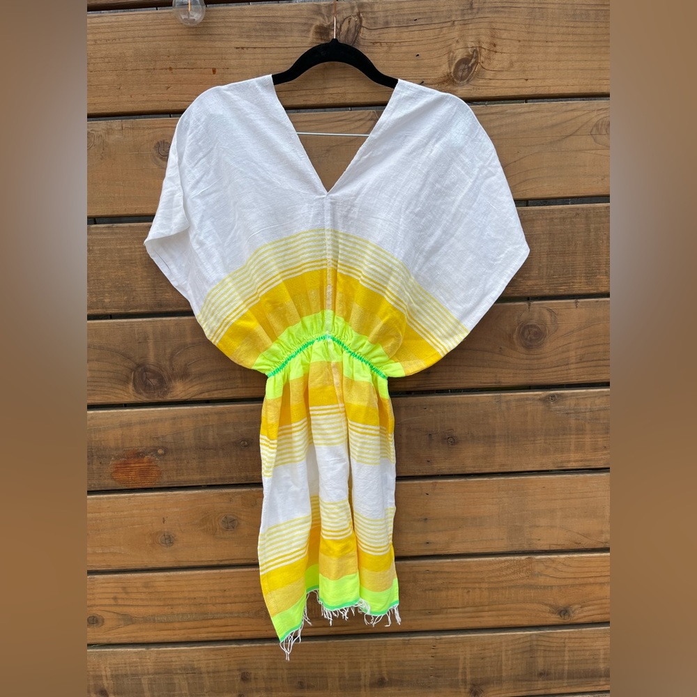 Lemlem White and Yellow Swim Coverup